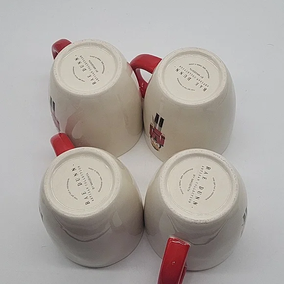 Rae Dunn Red Happy Holiday Nutcracker Mugs x 4 - Picture 4 of 9